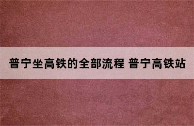 普宁坐高铁的全部流程 普宁高铁站